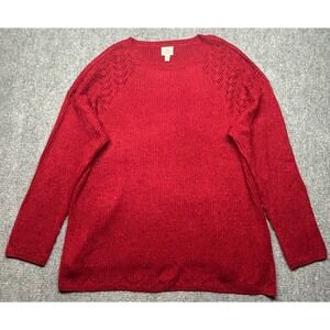 St. John's Bay Sweater Womens 3X Red Knit Long Sleeve Crew Neck Pullover New